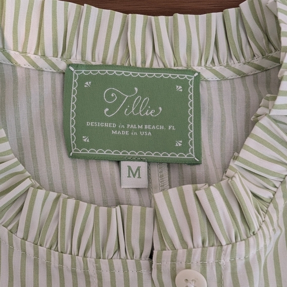 NWT Tillie Cocoanut Dress Seagrape Green Stripe Medium Midi Sundress Made In US - Picture 4 of 8